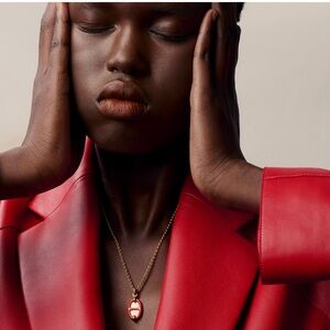 HERMES Mini Maillon pendant, small model necklace red/gold